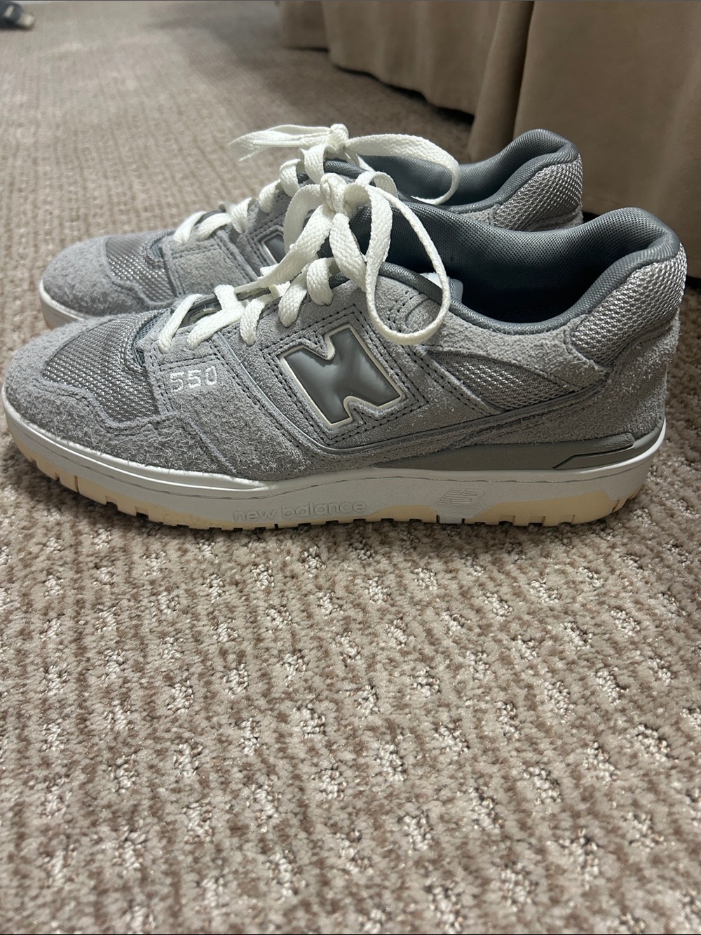 New Balance 550 Light Gray Suede & Mesh Sneakers